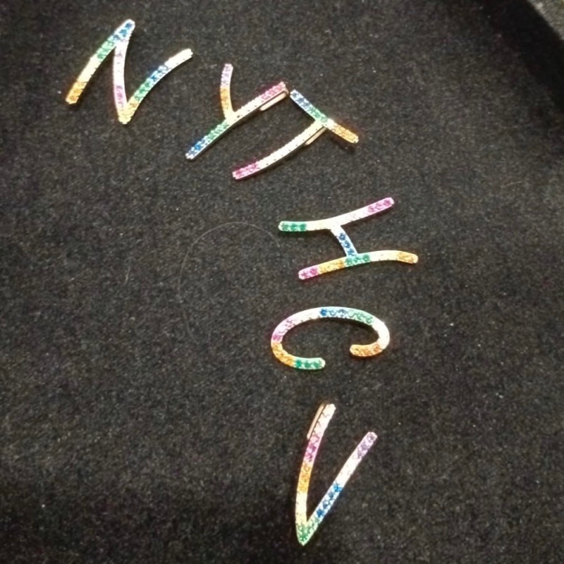 Kalung huruf inisial abjad alpha star carendelano ubs permata warna warni anak dan dewasa emas asli 