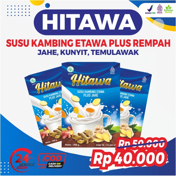 

HITAWA Susu Kambing Etawa Plus Herbal Jahe Kunyit Temulawak Mengatasi Nyeri Sendi Lutut Pinggang Rematik Asam Urat Kolesterol Pengapuran Tulang