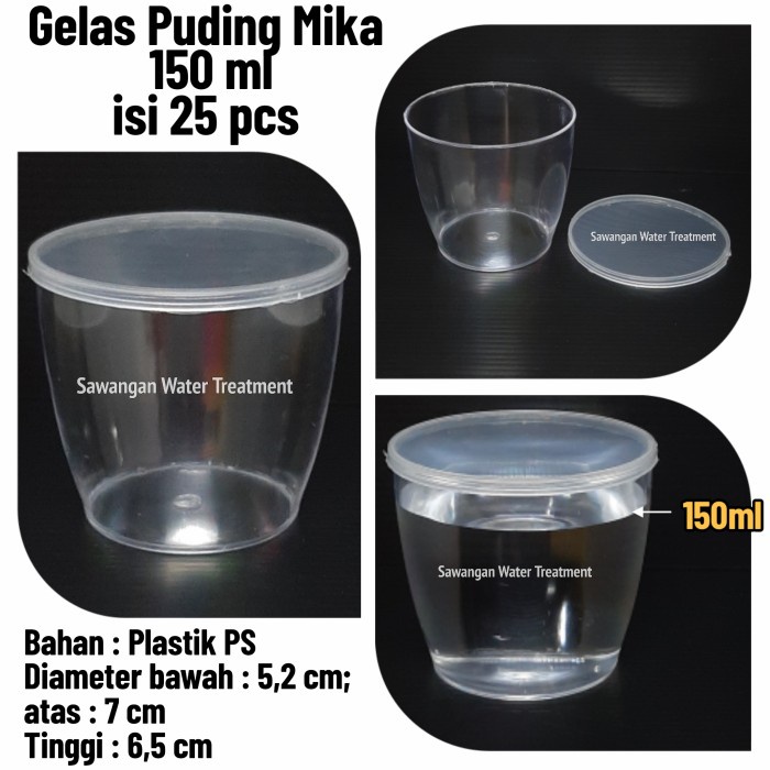 Gelas Puding Mika 150ml / cup puding 150ml mika / Cup 150ml GOJEK GRAB - 150ml Mika, Buble Wrap