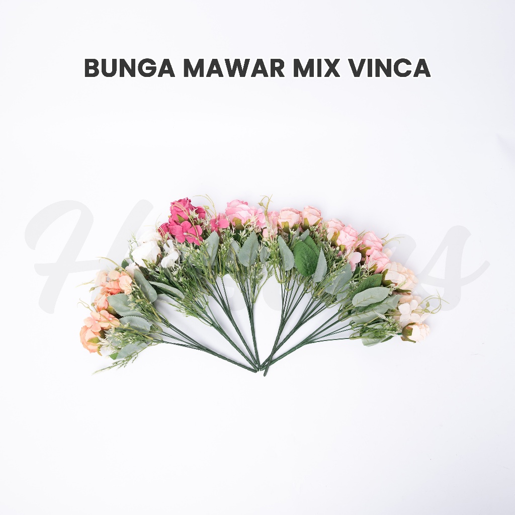 (HASANS FLORIST)Bunga Mawar Latex Premium / Bunga Mawar Artificial / Bunga Mawar Palsu Plastik / Bun