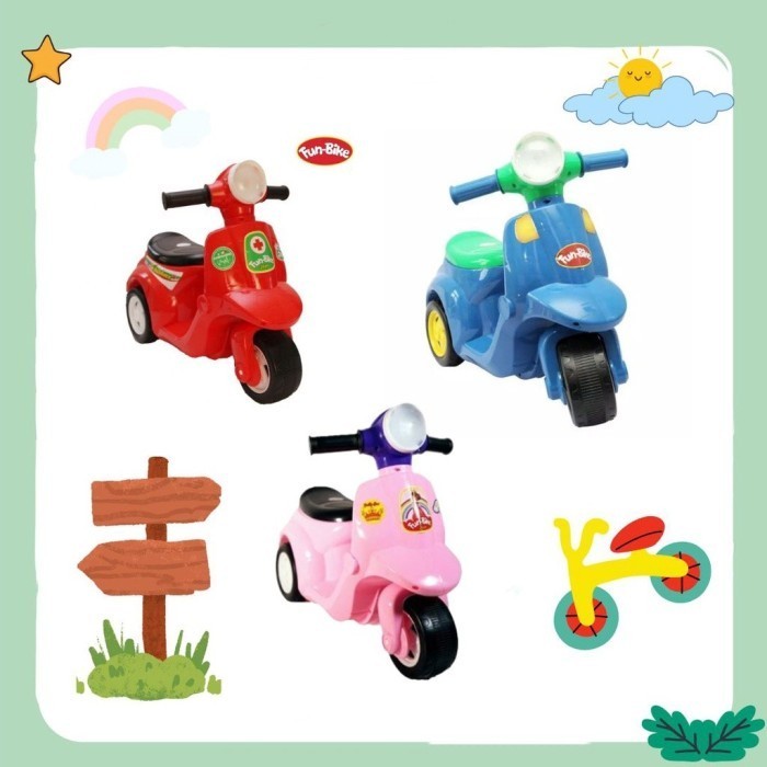 Funbike JUMBO VESPA LAMPU dan MUSIK /mainan vespa anak/mainan kendaran