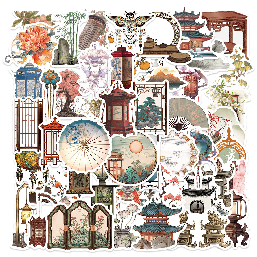 

10/30/50PCS China Retro Trendy Stickers Mobile Phone Computer Water Cup Decoration DIY Waterproof PVC Graffiti Stickers Wholesal