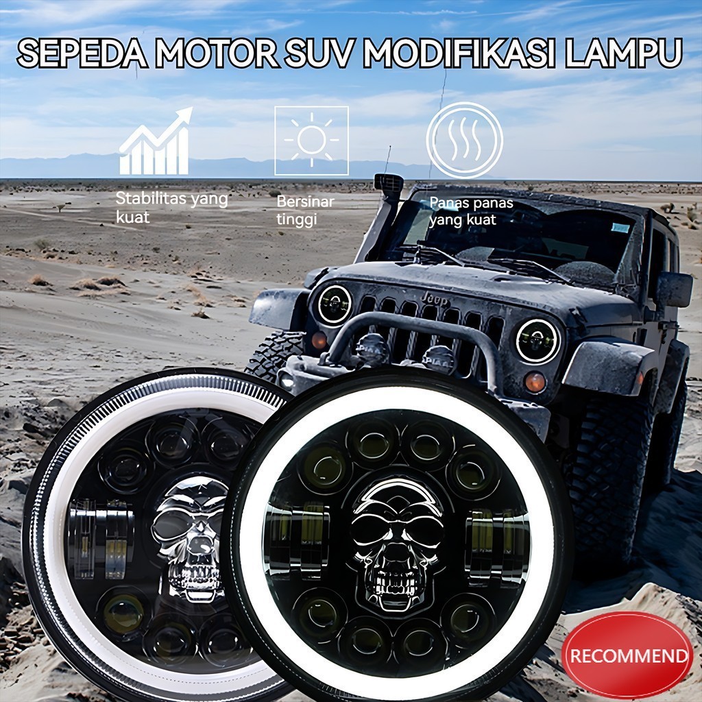 Tengkorak 7 Inch CR7 40 Watt Lampu Tembak Daymaker Bagian mobil LED Bulat Lampu Daymaker Tengkorak 1