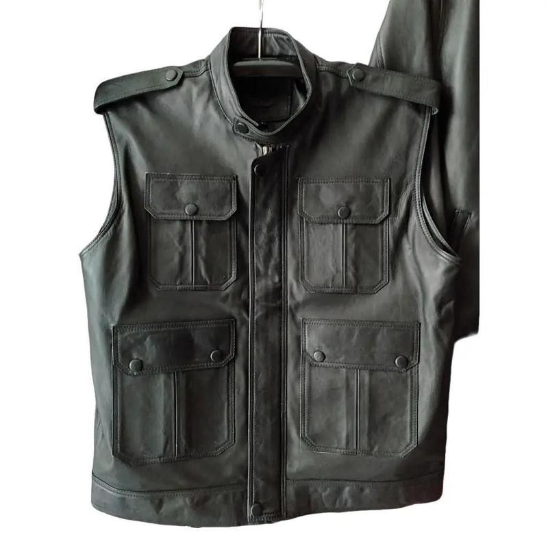 Rompi Pria Kulit Asli Pria Casual Dan Trendy cool & calm Jaket rompi banyak saku