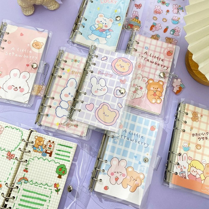 

Binder A6 Diary Book Korea style buku diary set isi 100 lembar Lucu - Purple Bear