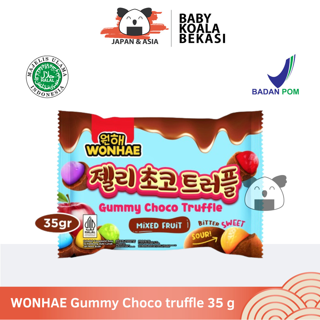 

WONHAE Gummy Choco Truffle Mixed Fruit 35 g Halal | Coklat Jelly Rasa Buah - BKB