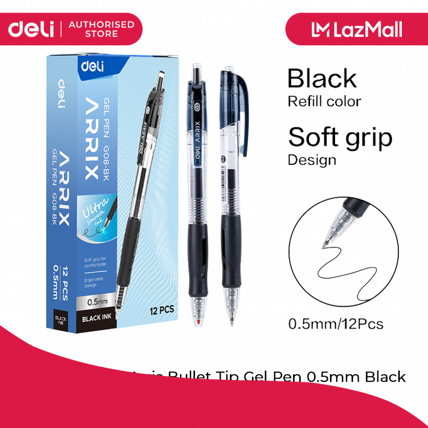 

Deli EG08-BK Arrix Bullet Tip Gel Pen 0.5mm Black 12pcs/ box [79EG08-BKP12]