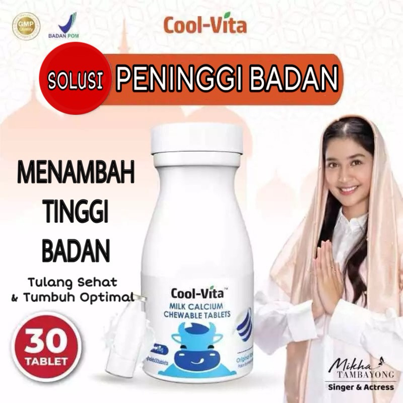 [COD]  [30 Tablet] Coolvita Milk Calcium Chewable (Kunyah) Rasa Original Flavor 1 Botol PENINGGI BAD