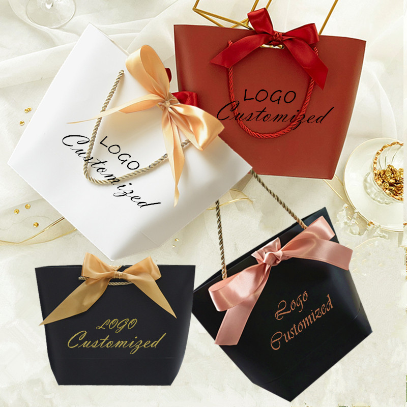 

10pcs Custom Logo Colorful Shopping Paper Bags Boxes Packaging With Handle Wedding Favors Birthday Party Gift Bags Print Design