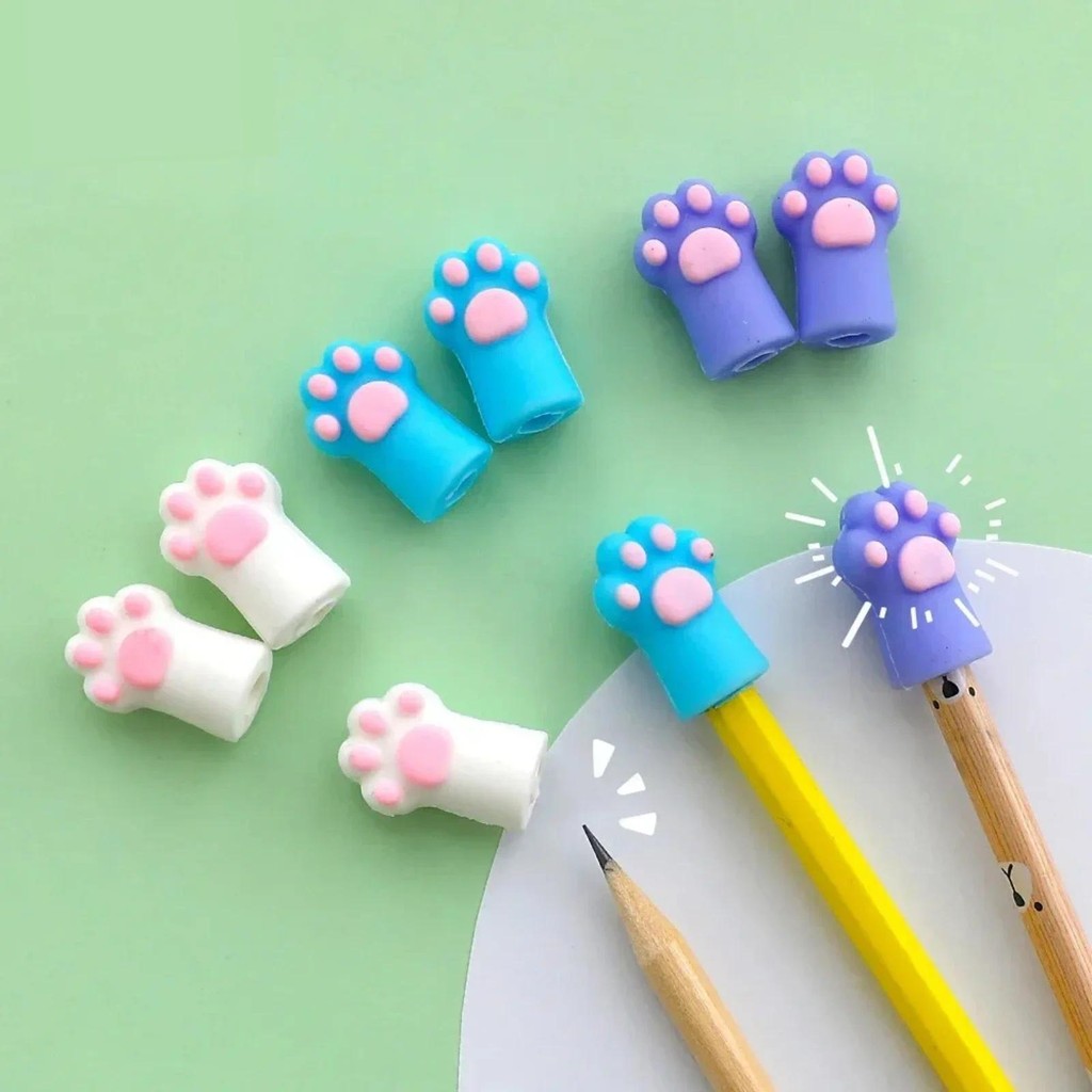 

3pcs Kawaii Cat Paw Pencil Cap Cute Pencil Extender Portable Touch Pen Cover Korean Stationery Kids Gifts School Office Supplies