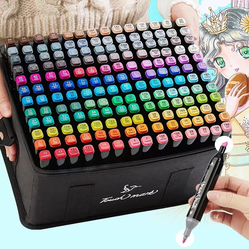 

24-60 Colors Oily Art Marker Pen Set for Drawing Double Headed Sketching Tip Based Markers Graffiti Manga School Art Supplies