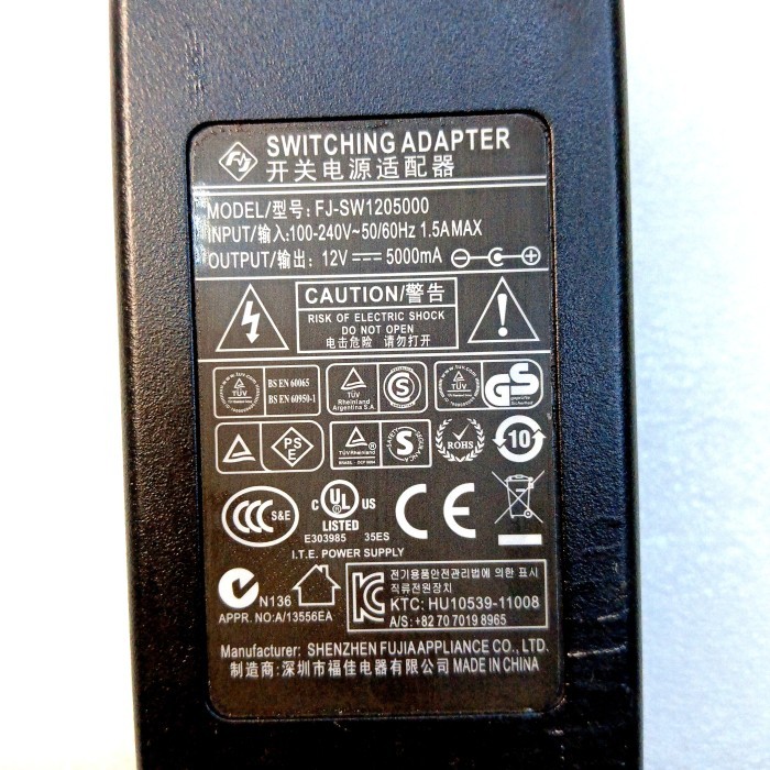 

adaptor 12v 5a / adaptor 12v 5a LITEON ORINAL - 12v/ 5amp KTC