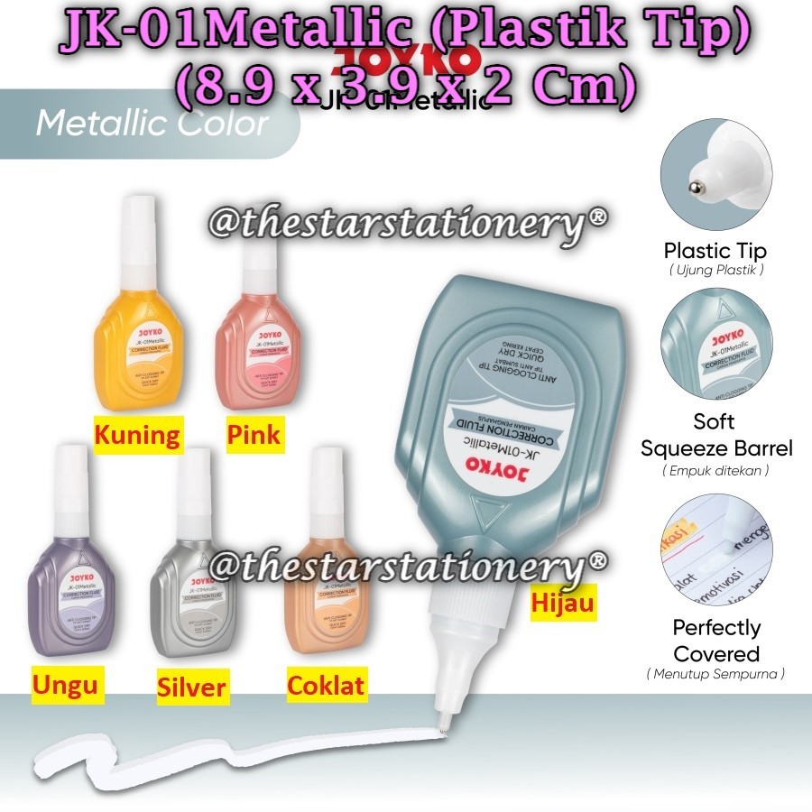 

(1 Biji) Correction Fluid JOYKO JK-01Metallic / Cairan Koreksi Penghapus Cair Joyko JK-01 (1 Biji)