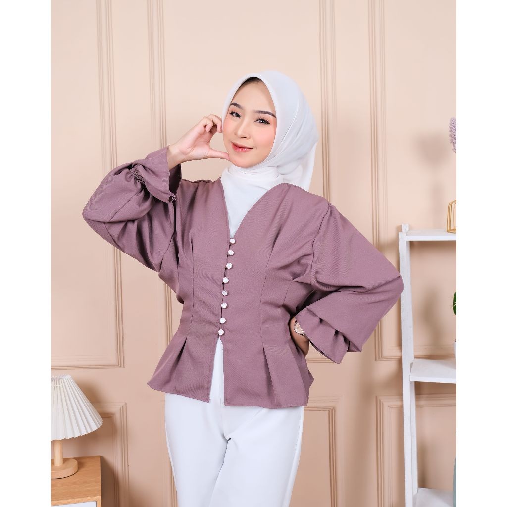 Larissa Top / Blouse Wanita Korea / Kemeja  Blouse Korea Hijab Friendly / Kemeja Atasan Wanita