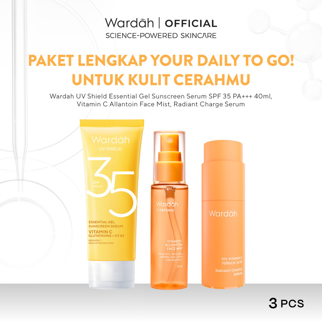 [NEW] Paket Wardah Your Daily to Go Bundle UV Shield Sunscreen + C-Defense Vitamin C Allantoin Face 