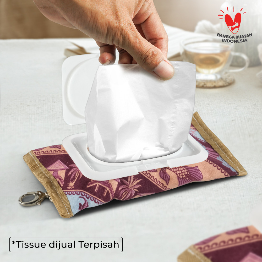 

Kotak Tisu Kain Motif Tissue Pouch Storage with Clip Mix Colour