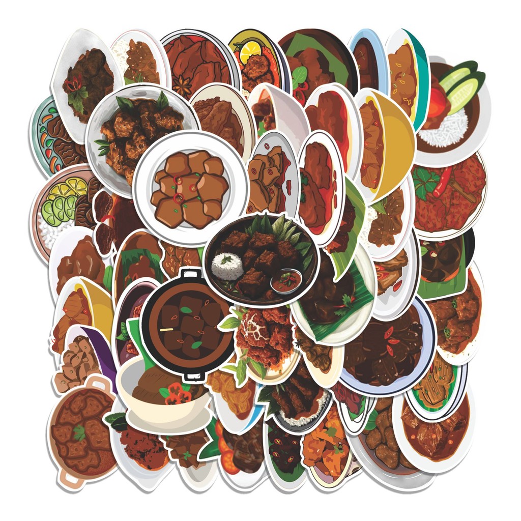 

COD 50 Pcs Stiker RENDANG CARTOON Lucu Anti Air Untuk Dekorasi Notebook Sepeda Skateboard Handphone