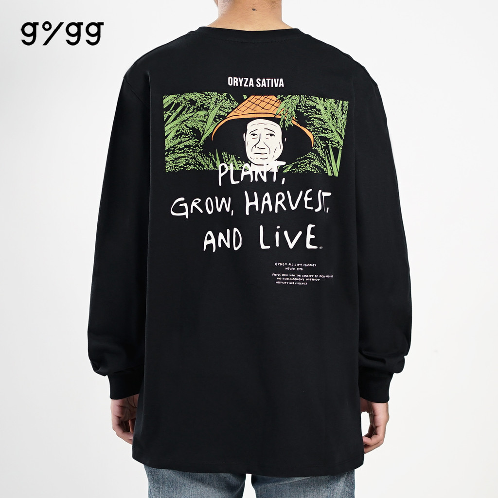 Gigg - Oryza - Tshirt Long Sleeved Black - Cotton Combed 24's - Baju Kaos Lengan Panjang Hitam Pria