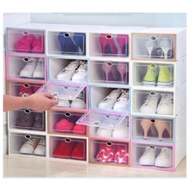 Kotak Sliding Shoes Organizer Box Sepatu Transparan / Box Sepatu Laci Lipat