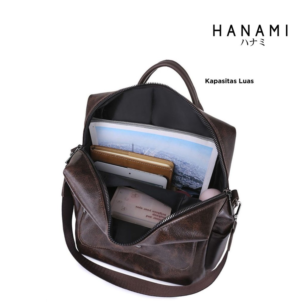Limited Hanami Tas Ransel Wanita Kulit Backpack Premium Coklat Besar Andrea Kuliah Kerja Branded