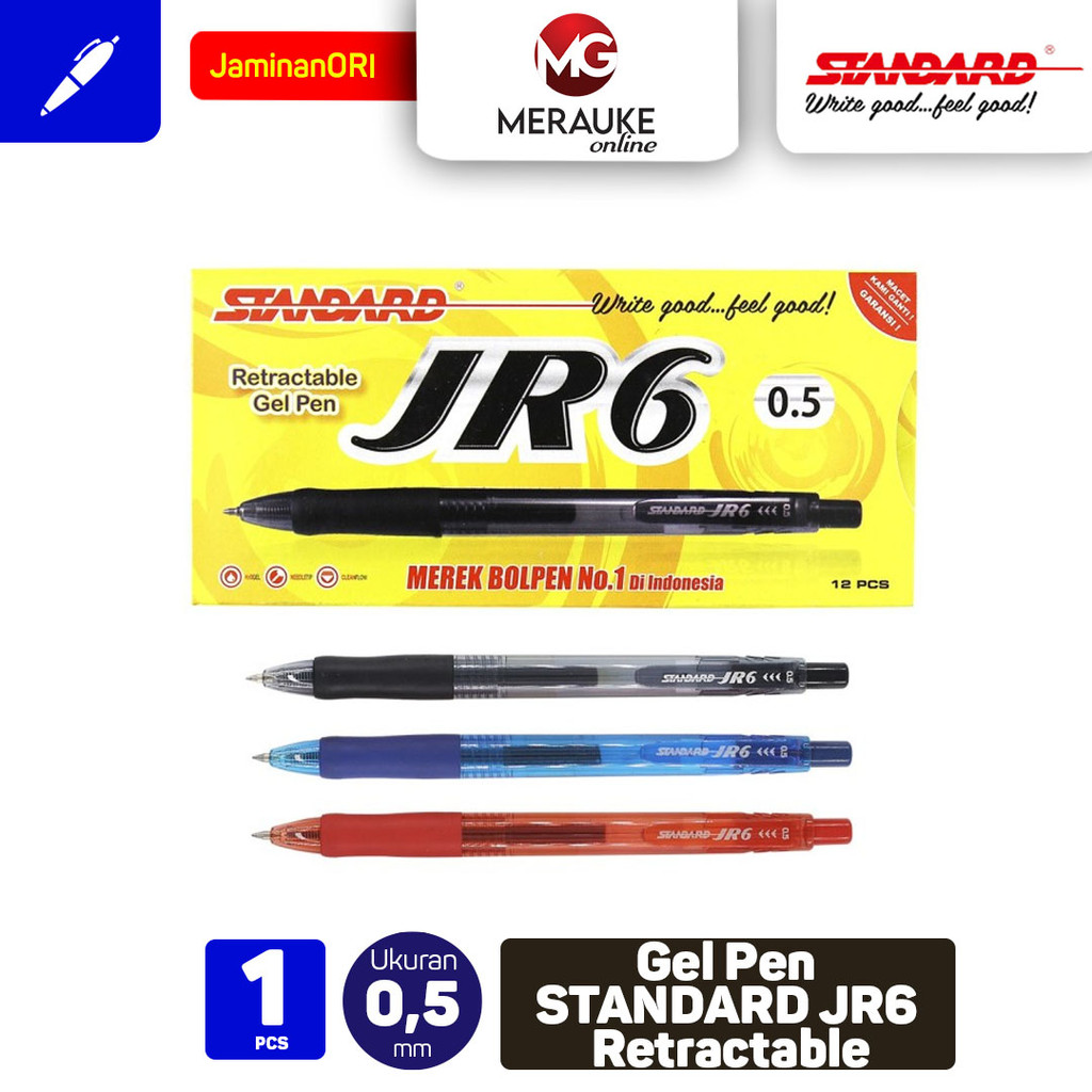 Gel Pen STANDARD JR6 Retractable 0.5mm (Satuan)