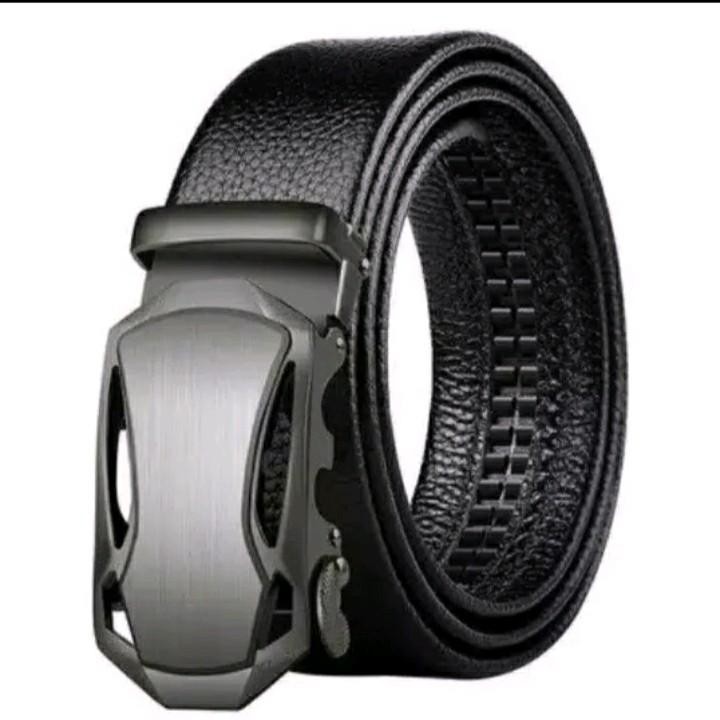 Grosir Ikat Pinggang Pria Model Rel Sabuk Gasper Kulit Black Hitam