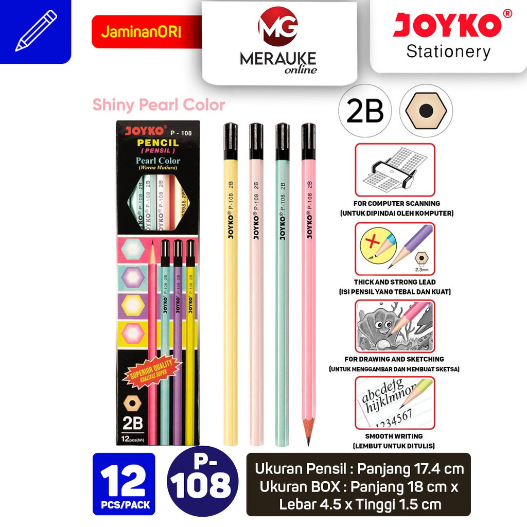 

Pensil Joyko P-108 | 2B | 1 Box 12 Pcs