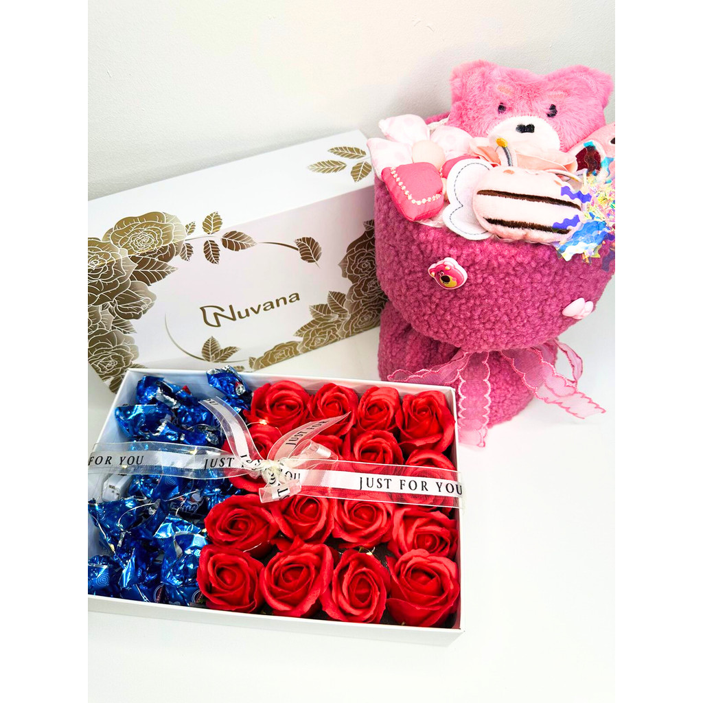 

Paket Hadiah Ultah Special Premium Bungan Sabun Cokelat Truffle Buket Beruang Lucu Gift Box Unik Pasangan