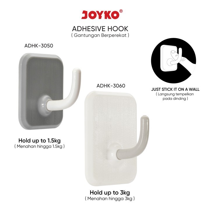 Joyko Gantungan Adhesive Hook Tempel Dinding Perekat ADHK-3050 ~ 3060