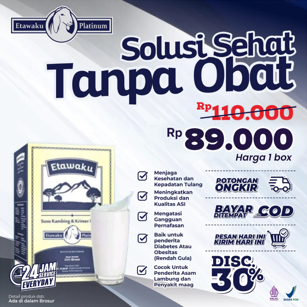 

Etawaku Platinum Susu Etawa Atasi Sistem Pernapasan Pernafasan Asma Bronkhitis Sesak Nafas 200 gr