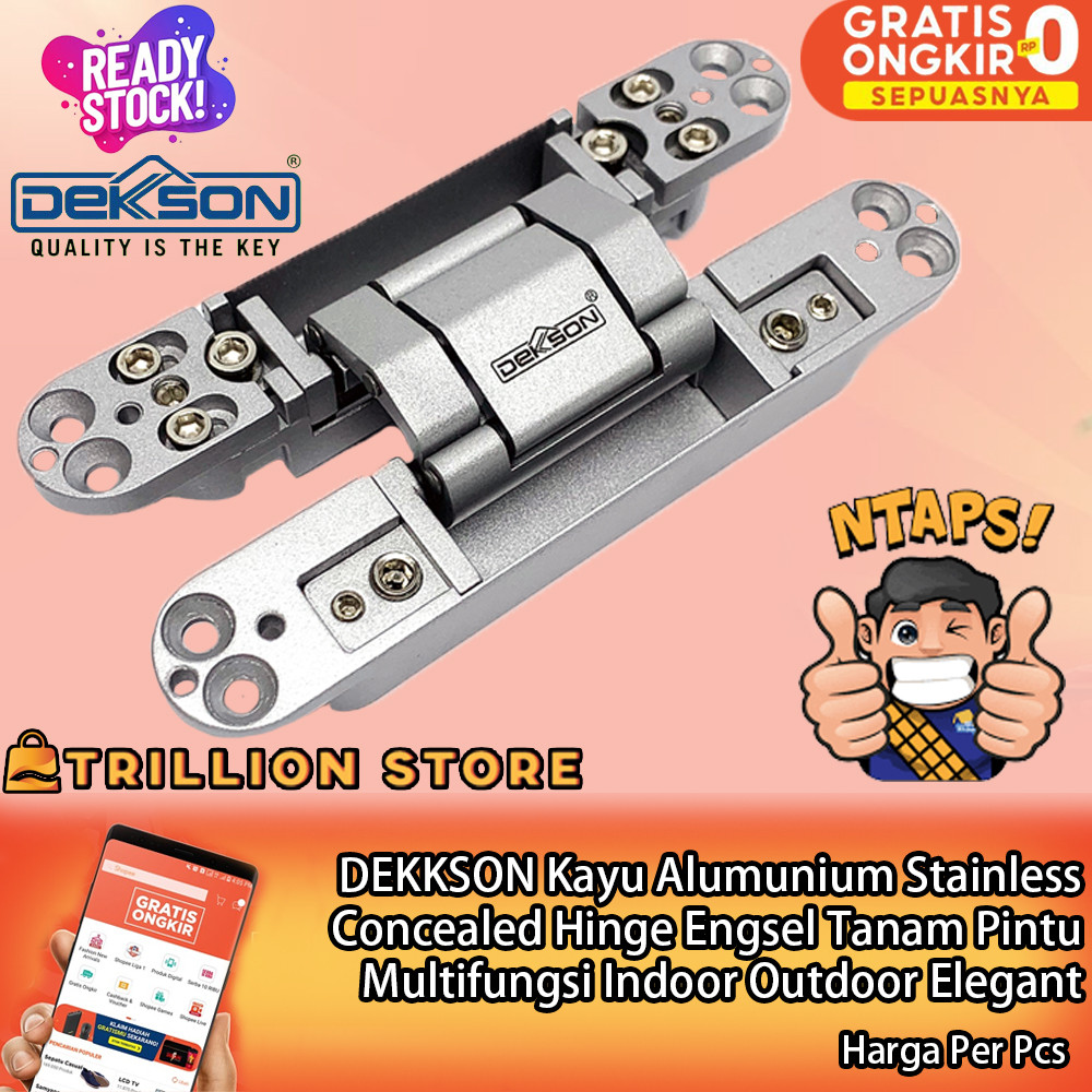DEKKSON Engsel Tanam Es Conc D40 D80 D120 Concealed Hinge Kayu Alumunium Stainless Steel Black Silve