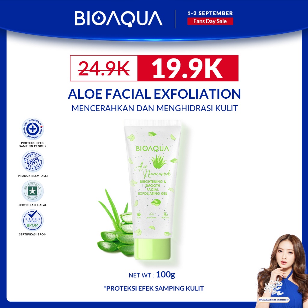 BIOAQUA Scrub Wajah Peeling Gel Niacinamide Brightening & Smooth Facial Exfoliating Gel Wajah 100g E