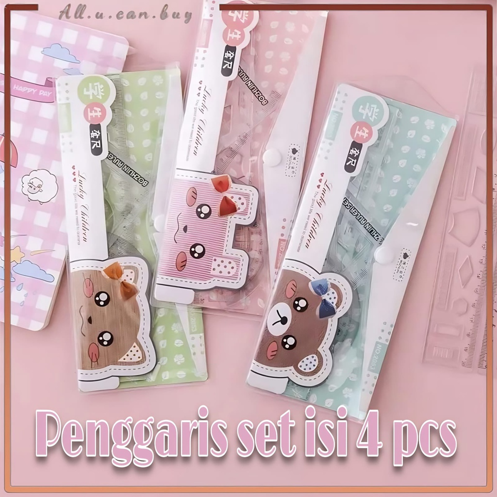 

Penggaris Plastik Dompet Karakter 1 Set Isi 4 Pcs Moder Berbeda Ruler Fancy Garisan