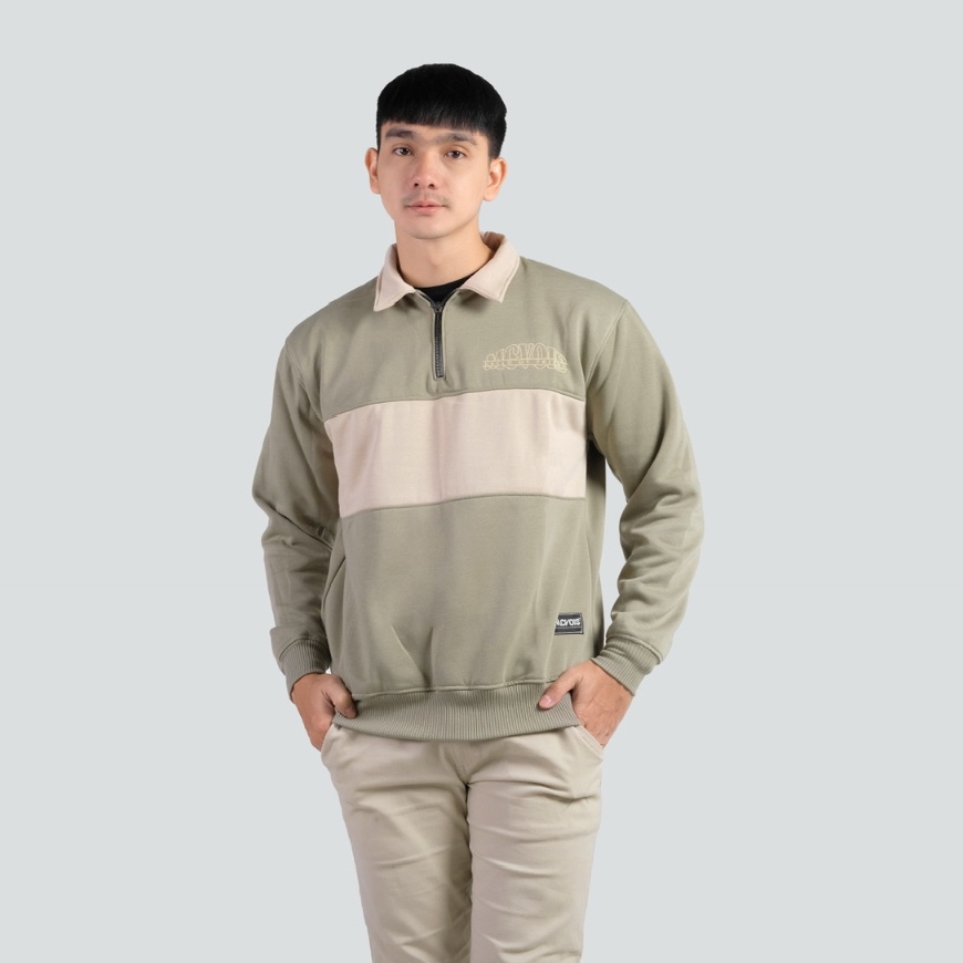 Jaket Sweater Rugby Halfzip Sage