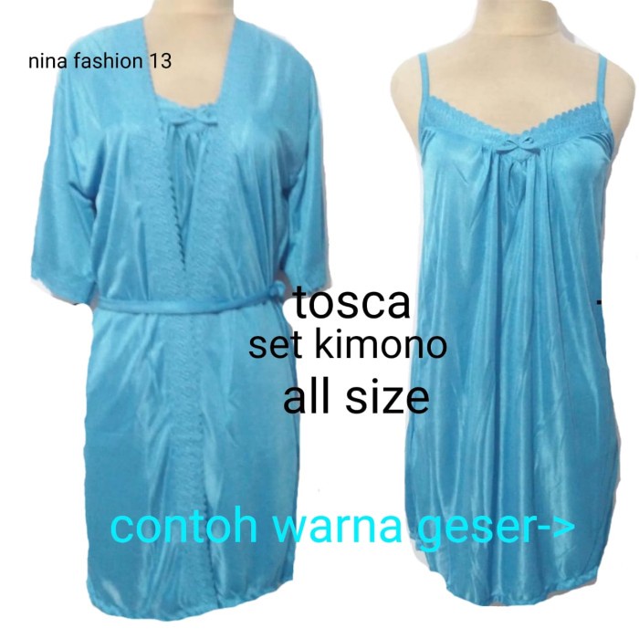 ✨LARIS✨-piyama baju tidur dewasa wanita kimono 2in1 cantik sexy sleepwear - Pink