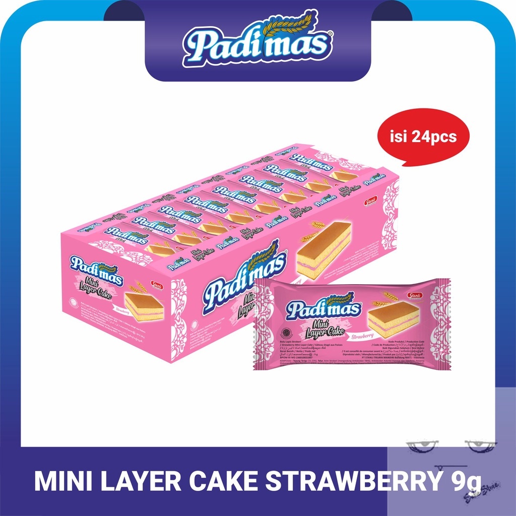 

Padimas Mini Layer Cake (Bolu Lapis) Strawberry 9g - Box isi 24pcs