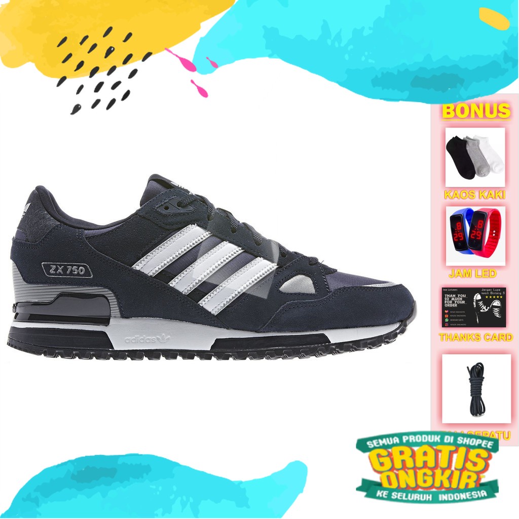 BIG SALE SEPATU ADIDAS ZX 750 SUEDE SNEAKERS MADE IN VIETNAM PROMO BESAR Navy/Orange
