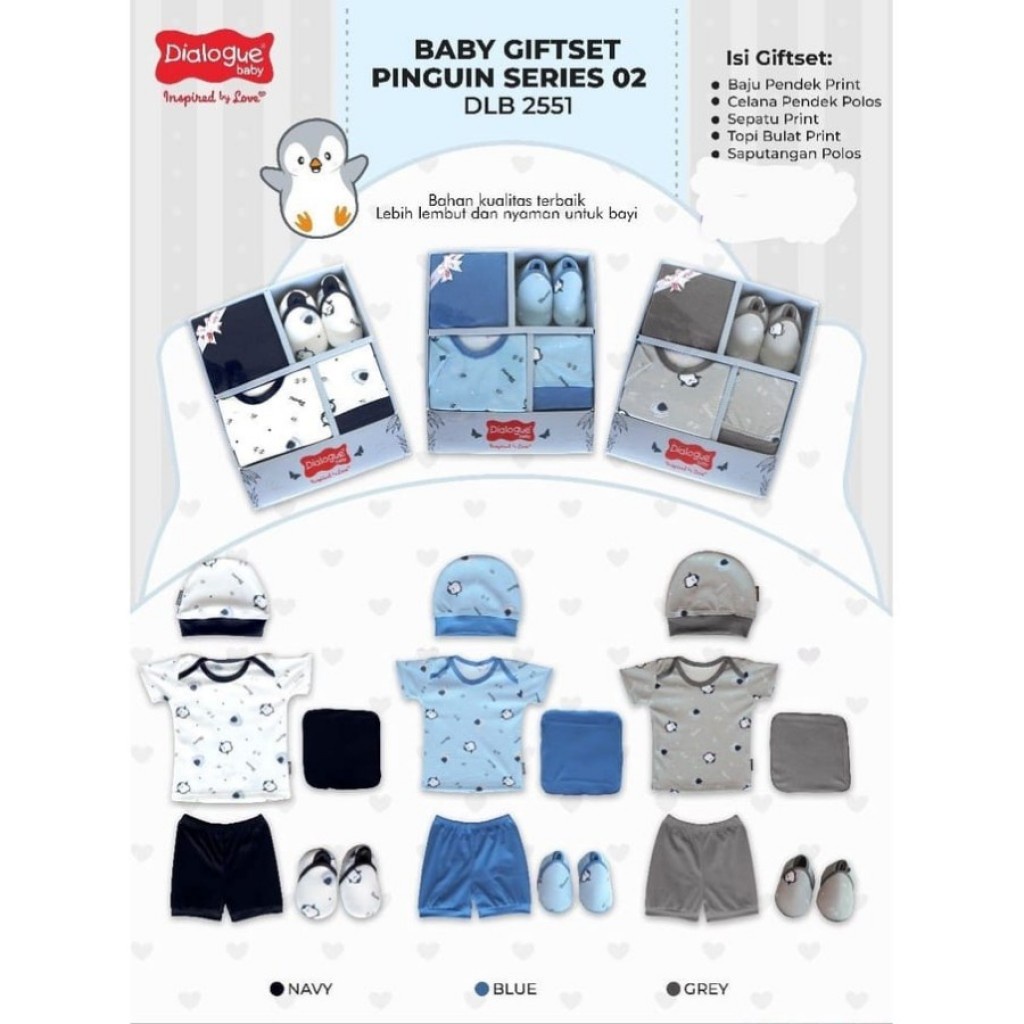 Dialogue Baby Gift Set Penguin Series Set Baju Bayi DLB2551 | Kado & Hampers Bayi