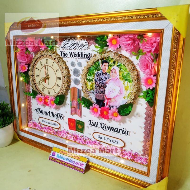 MizzeaMart Mahar Pernikahan Cantik / Mahar Pernikahan Bulat Kembar / Mahar Foto dan Jam