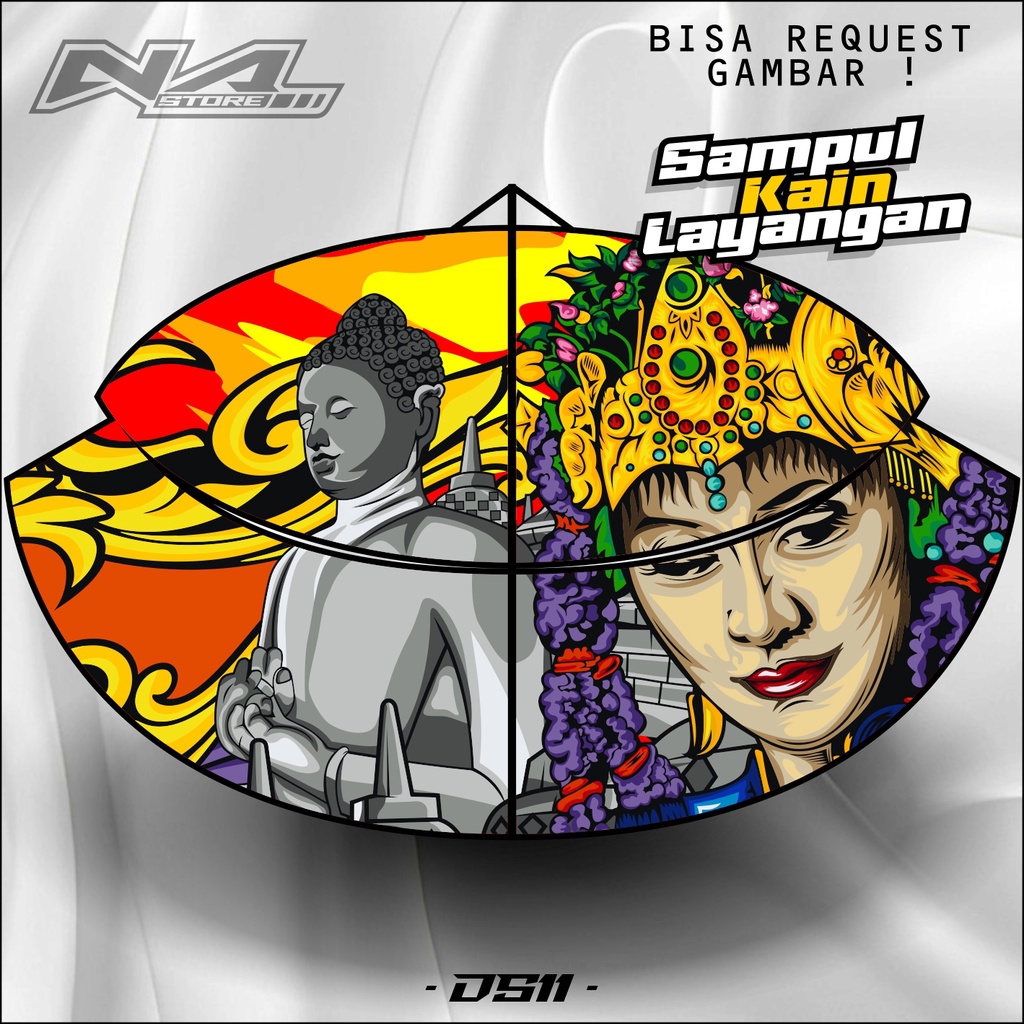 Kain Layangan Motif Custom Full Printing Bahan Satin Peles High Quality Bisa Request