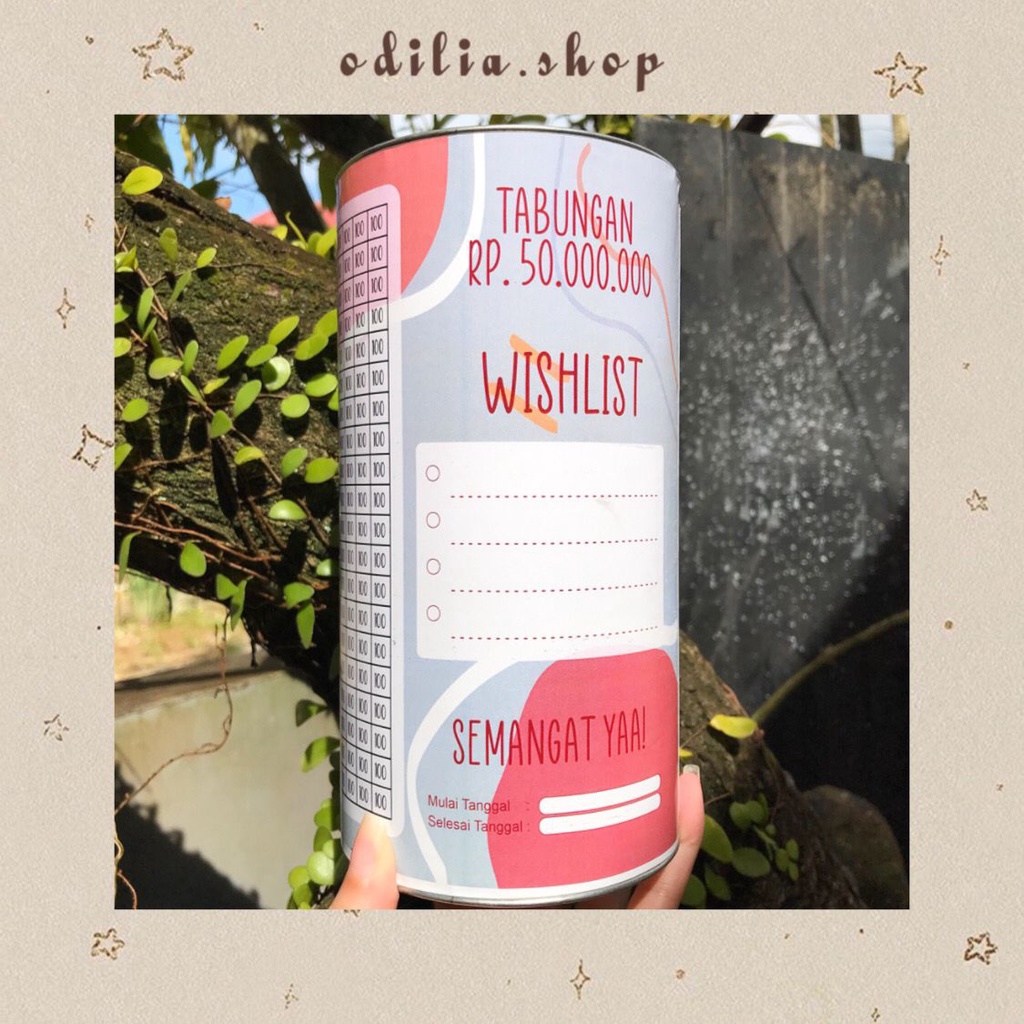 FREE PULPEN Celengan Besar Ukuran 20x10cm Target Viral 10-50jt Pecahan 50-100rb Kaleng Premium Buka 