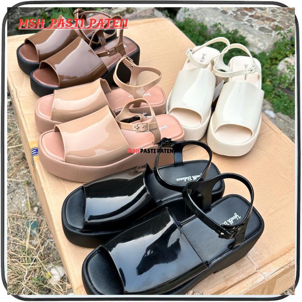 BALANCE  2321/Sandal Wedges Tali Gesper Karet Jelly Wanita Tinggi 7 CM