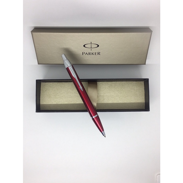 

Terbaru- Pulpen Parker IM BP Ballpoint RED Merah CT Crome Trim Klip Silver