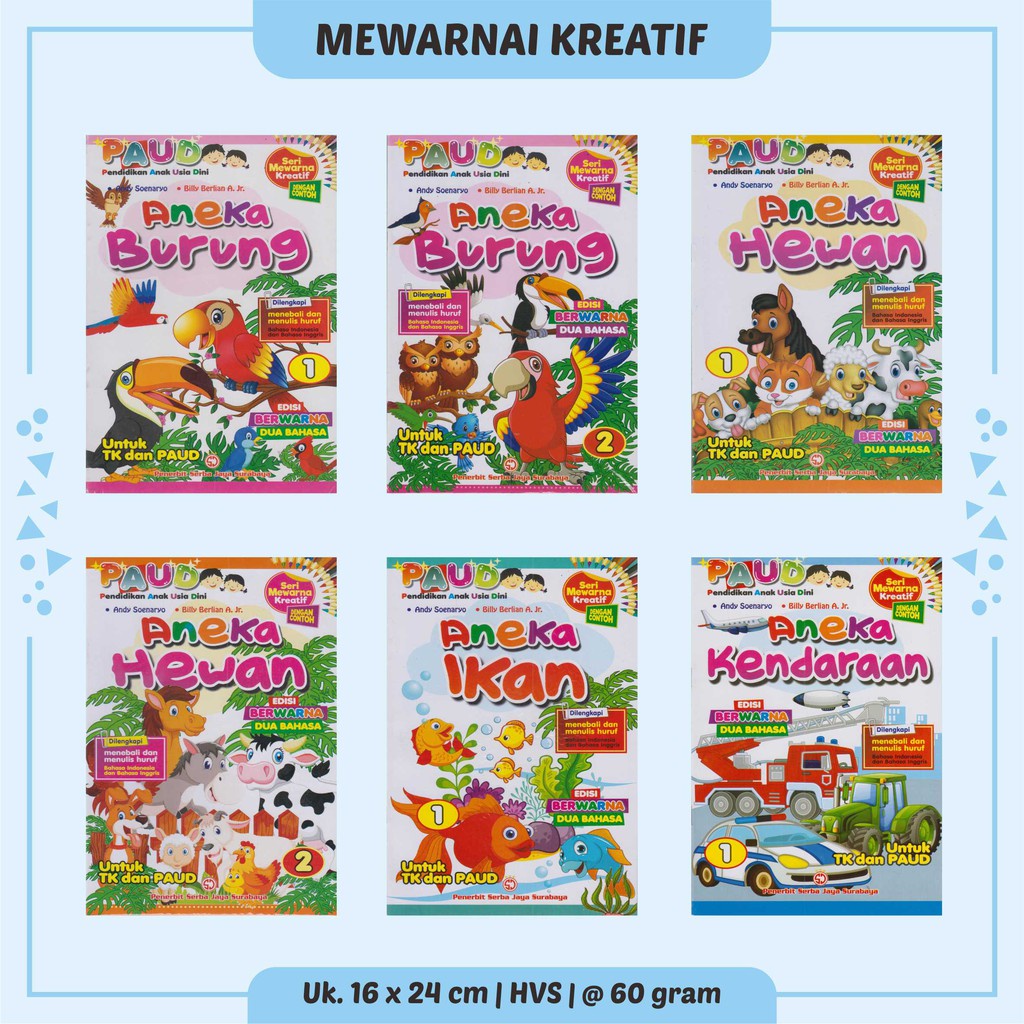Buku Cerita Anak Bergambar Buku Dongeng Anak Buku Mewarnai TK/PAUD Dongeng Binatang Lengkap dan Mura
