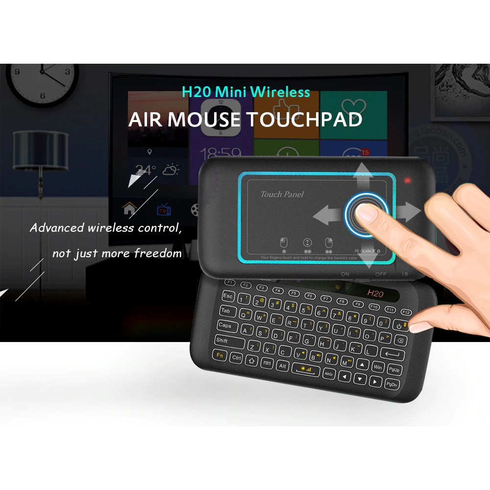 GROSIRUNIK99 H20 - Mini 2.4GHz Wireless Air Mouse Keyboard with Touch Panel