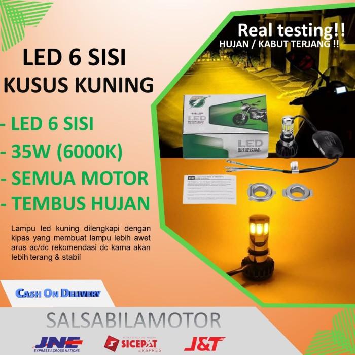 lampu led motor depan 6 sisi paling terang bebek beat vixion kuning - Putih