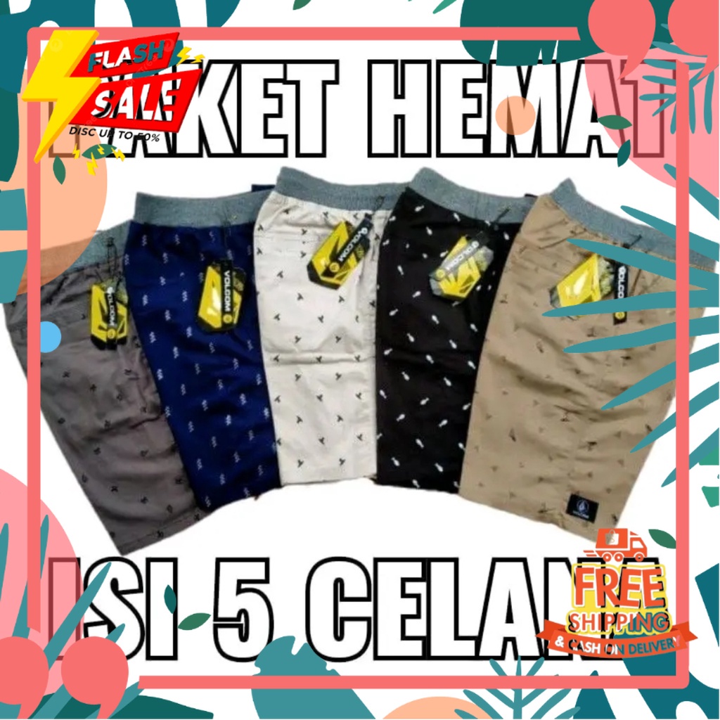 Bundle Celana Pendek Pria 100 Ribu Dapat 5 Pcs Chinos Motif Premium By Merona Store // ATASAN NDUWUR