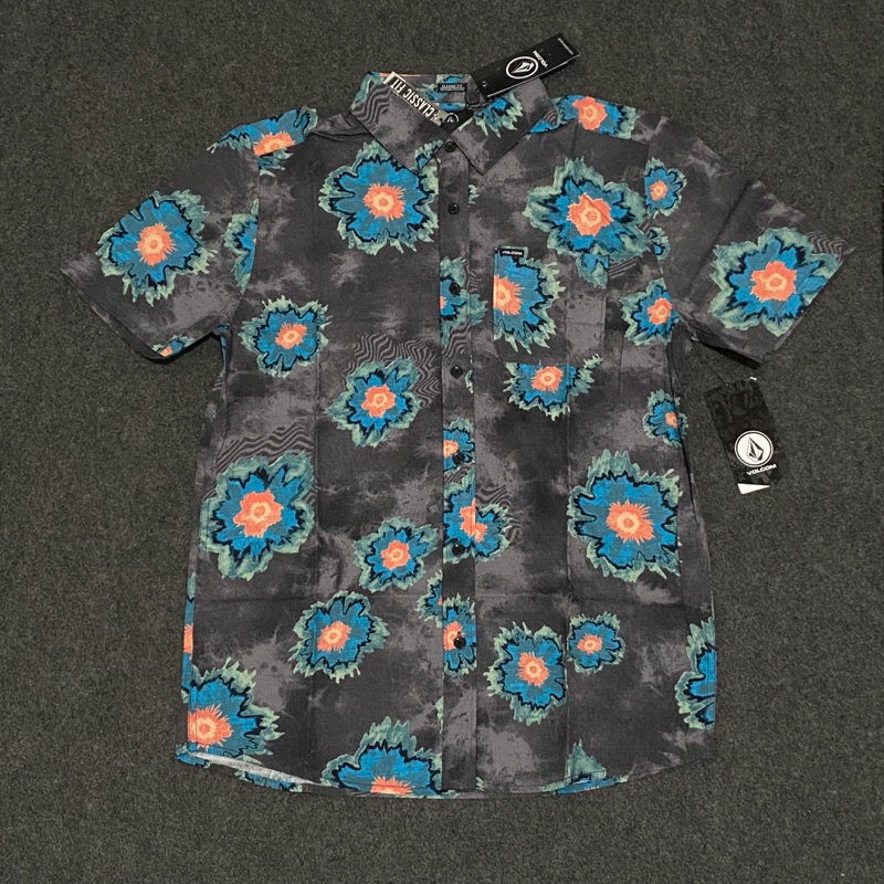 Kemeja Volcom Pria Medal Petal Shirt Black Original