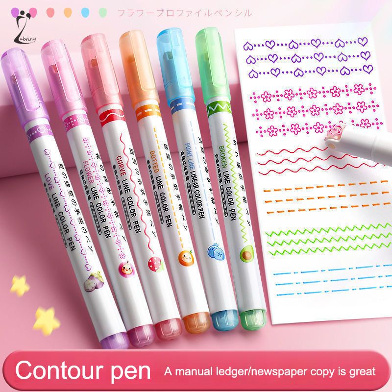 

Pena Garis Bentuk Bunga Pena Penanda Kurva Rol Penanda Sorotan Berwarna Siswa yang disalin dengan tangan Z