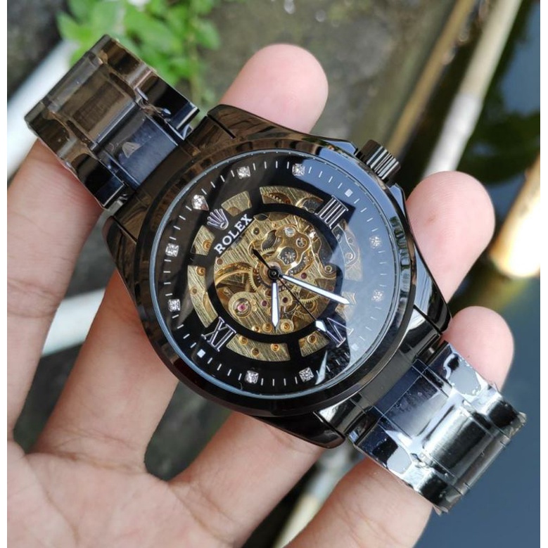 COD Jam Tangan Rolex Otomatis Jam Tangan Automatic Kinetik Tanpa Baterai Rolex Skeleton Tenaga Gerak